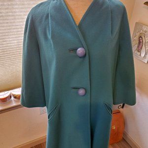Vintage wool, turquoise coat